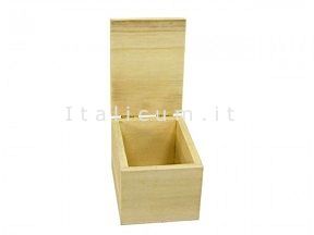 Balsa wooden box with cover and zipper closure cm.7,6x7,6 h.7,6
