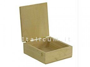 Balsa wooden box with cover and zipper closure cm.11,4x10,5 h.4,4