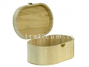 Balsa wooden oval box with cover and metal clasp cm.17x9,5 h.6