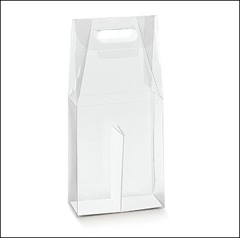 Scatole trasparenti portabottiglia 2 posti acetato PVC mm.180x90x385 Pz.10