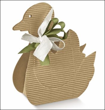 Kleine Geschenkboxen Gänschen aus wellpappe karton mm.55x40x125 - 10 Stck.