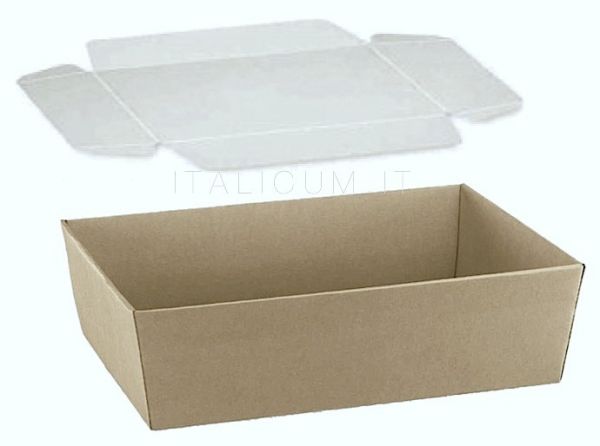 Geschenkboxen aus glatt Havanna karton mit durchsichtigem Deckel mm.180x90x75 - 2 Stck.