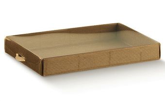 Geschenkboxen mit durchsichtigem Deckel aus Havanna Wellpappe karton mm.150x100x35 - 10 Stck.