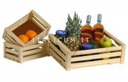 Natural wooden SET 3 boxes 2x small cm.23,5x15,5 h.9 Big cm.37,00x36,5 h.11