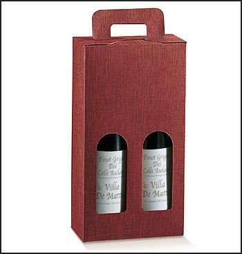 Scatole Portabottiglia Valigietta 2 posti SETA BORDEAUX mm.180x90x340 Pz.20
