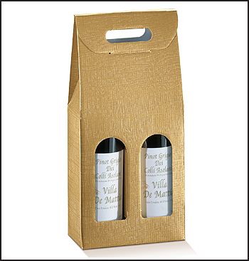 Scatole Portabottiglia 2 posti SETA ORO mm.180x90x385 Pz.20