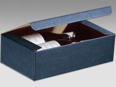 CARDBOARD BOTTLE HOLDER "UNICA" for 2 bottles BLUE JUTE mm.340X180X95 - 10 Pcs.