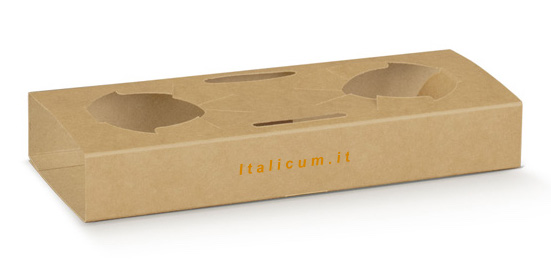 Take-away-Box für 2 Espresso oder amerikanische Kaffeetassen mm.195x90x30 - 50 Stk