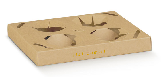 Take-away-Box für 4 Espresso oder amerikanische Kaffeetassen 220x175x25 mm - 50 Stück