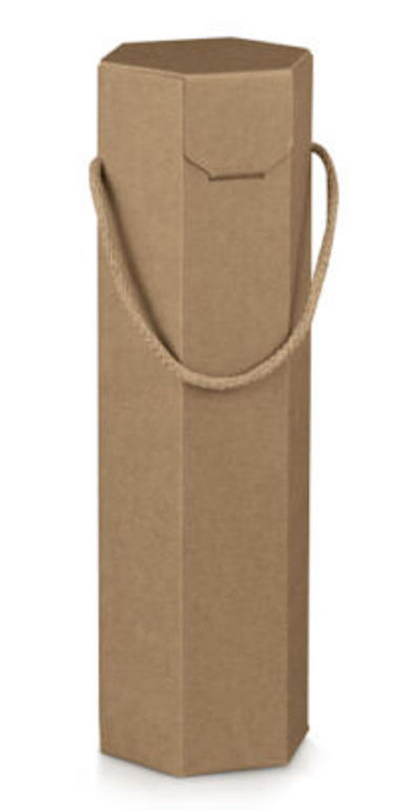 Hexagonal bottle holder box 1 place with cord handle mm.95x95x355 - 10 pcs.