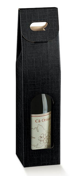 Black bottle holder box 1 place with handle mm.90x90x385 - 10 pcs.