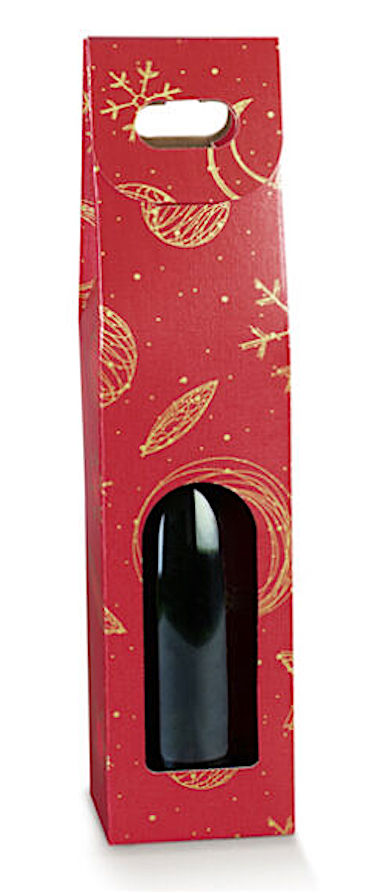 Red bottle holder box 1 place with handle mm.90x90x385 - 10 pcs.