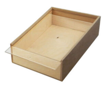 Wooden box with transparent plex sliding lid cm.27 x 21.5 x 5.1