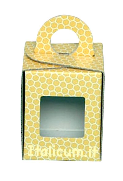 Scatole porta vasetti miele 1 posto cartoncino giallo 250 gr. (212 ml) mm.70x70x85 Pz.50